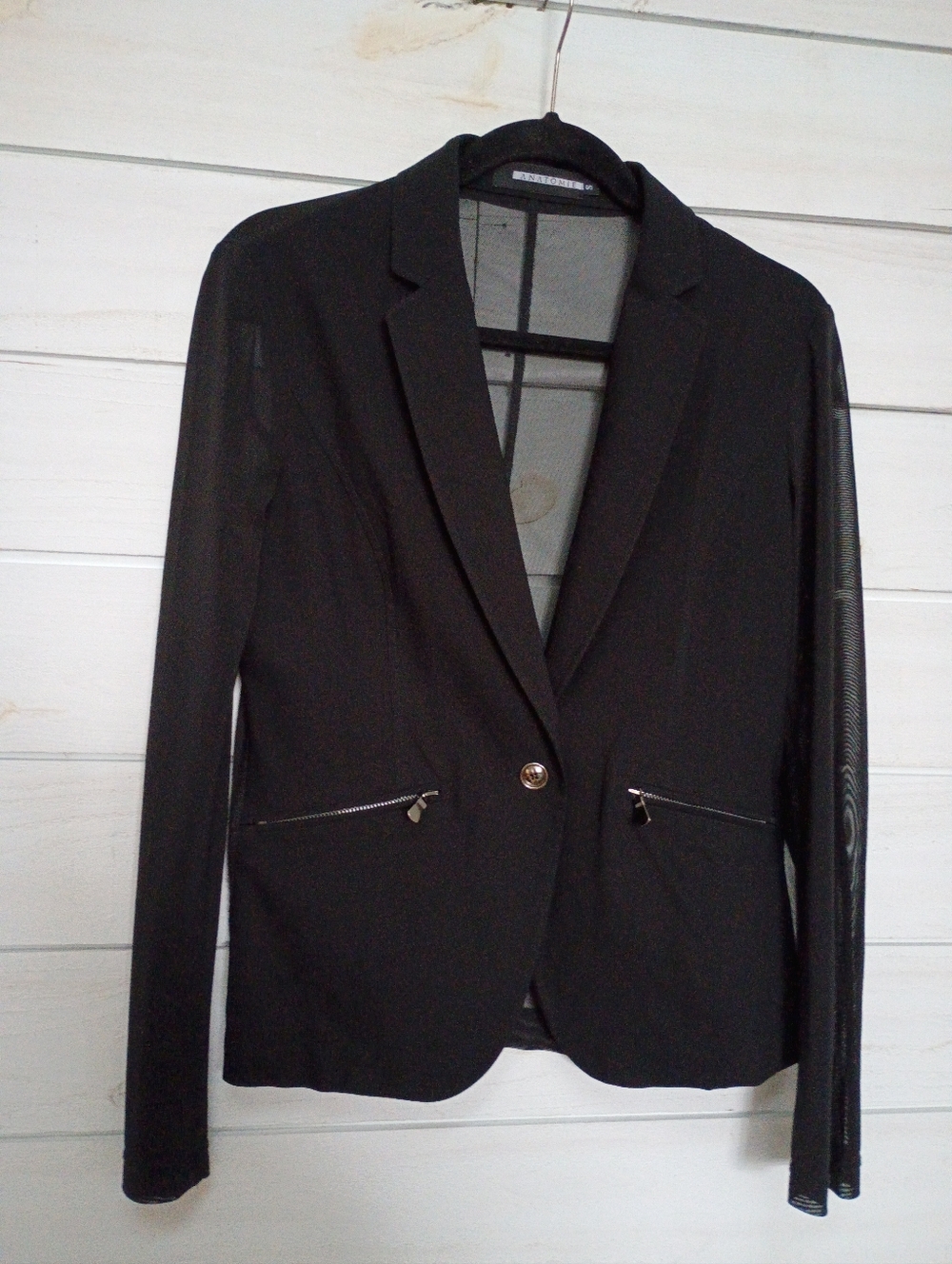 Anatomie Black Women's Single-Button Blazer with Zip Pockets